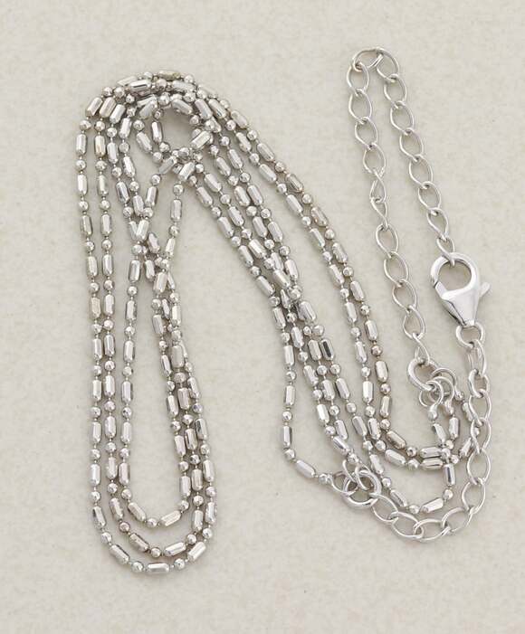 Unbranded Jewelry - Sterling Silver Shiny Beaded Three Chain Necklace Choker 13" to 16" Adjustable